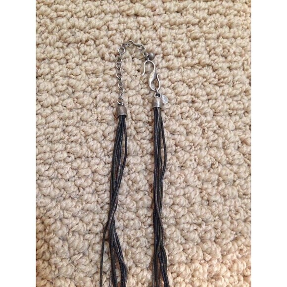 CHICO'S Metal Geometric Pendant Necklace Multi Strand Cord - Picture 7 of 9
